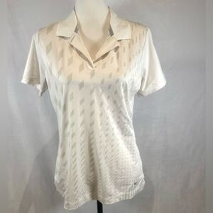 Nike Golf woman’s tour performance dri-fit white gray diamond polo top medium